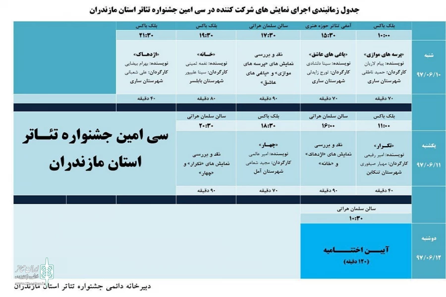 جول اجراهای سی امین جشنواره تئاتر مازندران